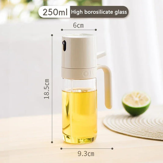 250ml High Borosilicate Glass Oil Spray Bottle - Olive Oil Dispenser for Air Frying, Salads, and Baking