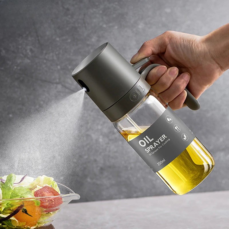 250ml High Borosilicate Glass Oil Spray Bottle - Olive Oil Dispenser for Air Frying, Salads, and Baking